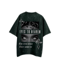 Elysian Eyes Acid Wash Oversized T-Shirt Bottle Green | Unisex Gothic Streetwear