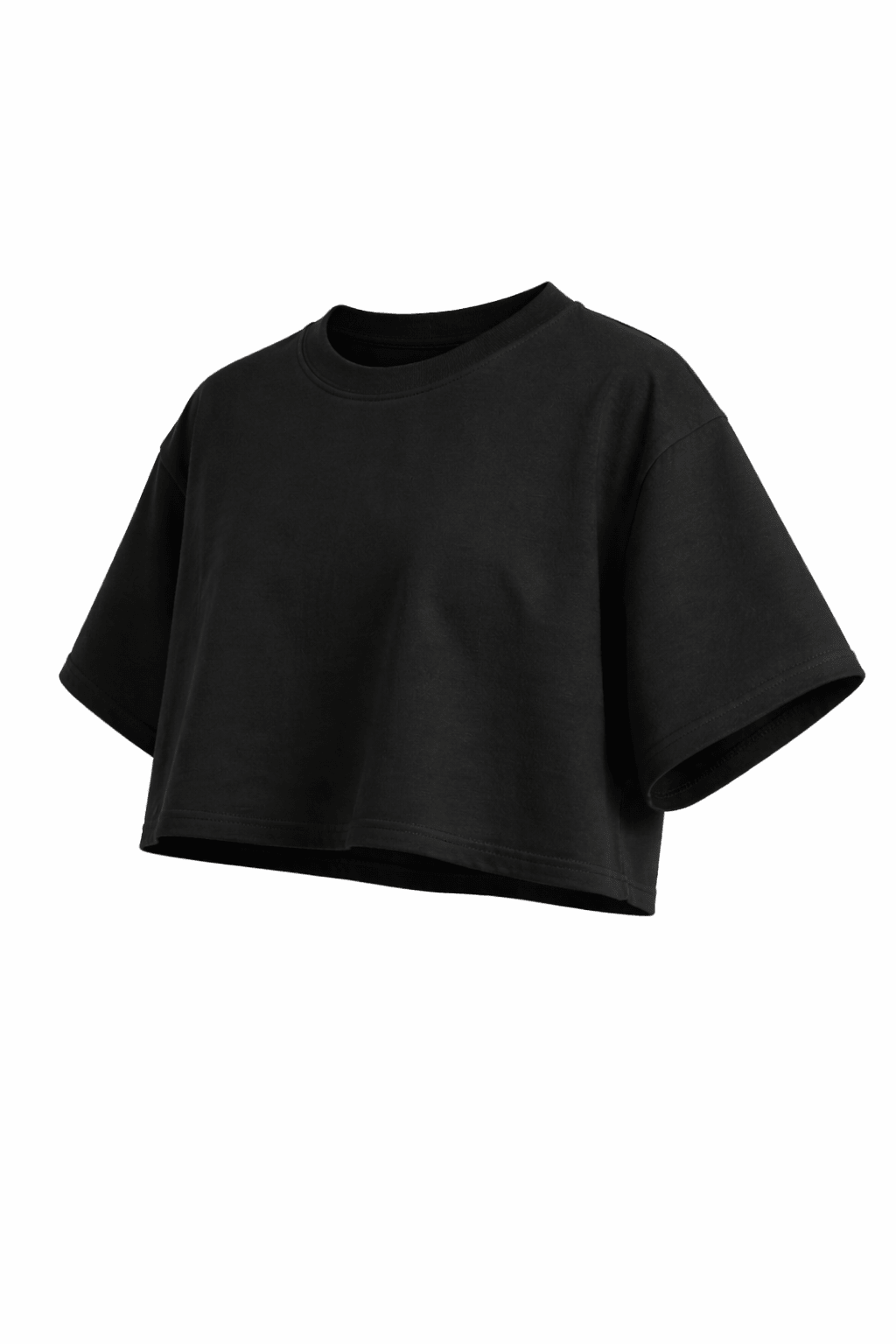 Black crop top on a white background