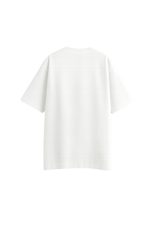 Oversized plain white streetwear tee on dark background, Flex Your Vibe premium clothing