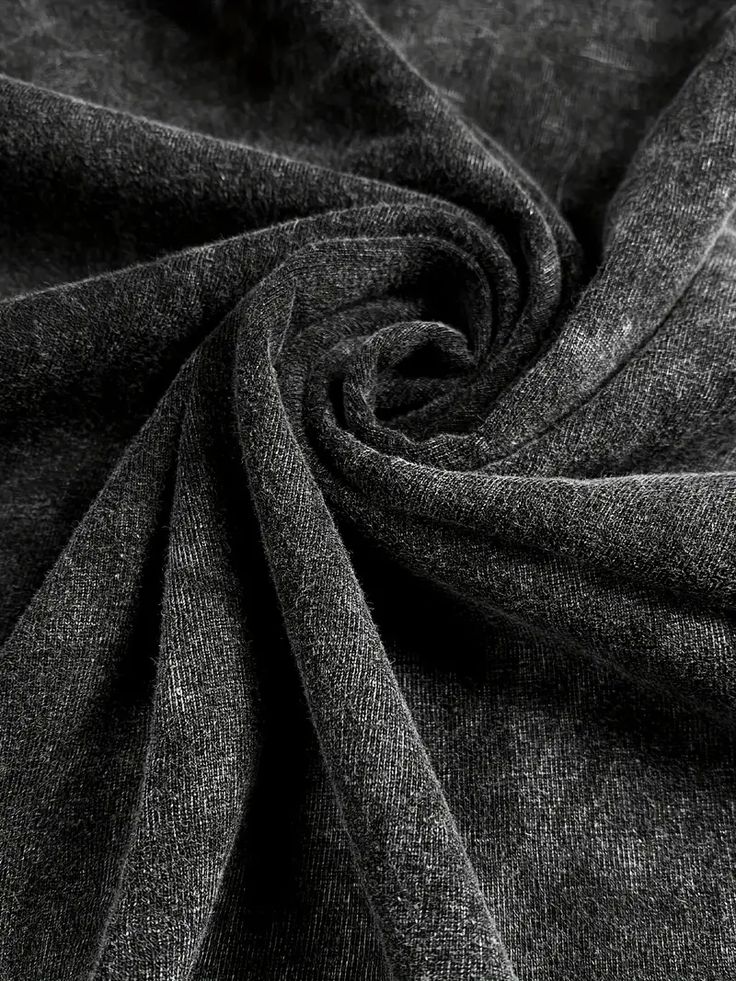 Close-up of dark gray black fabric with folds